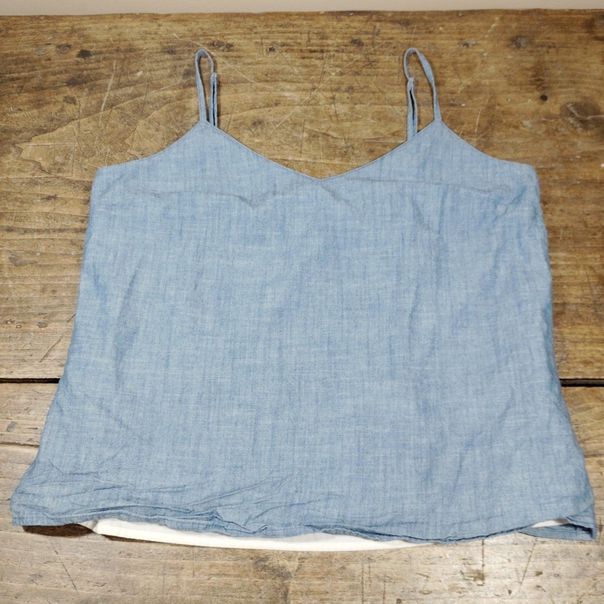J Crew Womens Sz 8 Cotton Reimagined Sleeveless Tank Top Blouse Blue Chambray